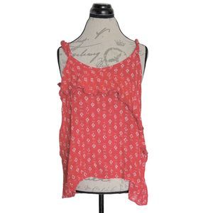 Xhilaration Womens Blouse Plus Size XXL Off the Shoulder Red Ruffle Trim Boho